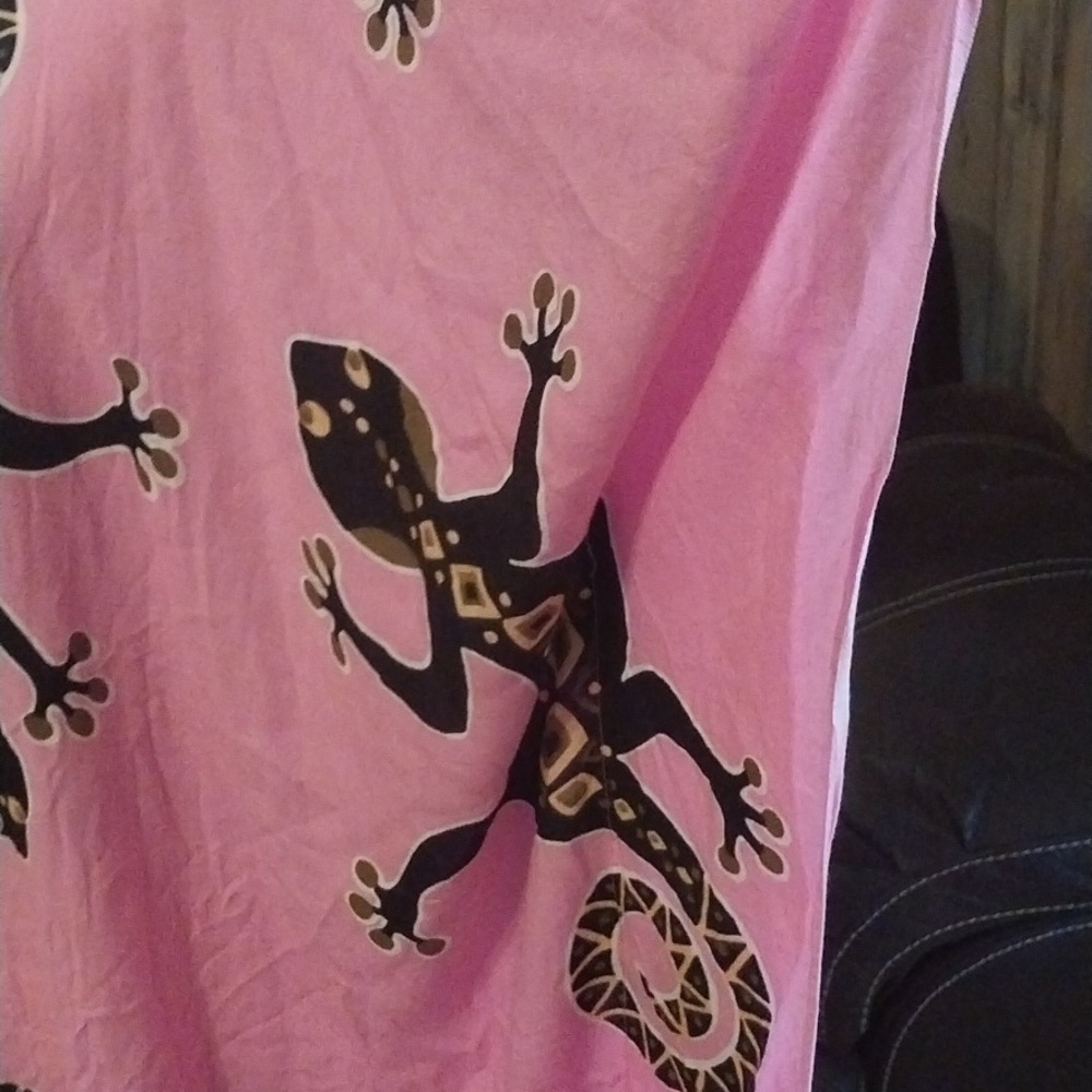 Pink Gecko Kaftan Midi Dress Cover up Top - Picture 3 of 8